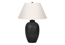Load image into Gallery viewer, Ceramic Round Table Lamp With Ivory Empire Shade - Black