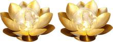 Load image into Gallery viewer, 6" Battery Operated Round Lamps With Lotus Flower Shades (Set of 2) - Gold