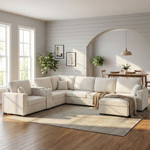 Load image into Gallery viewer, Modular 5 Seat U-Shape Sectional Sofa With Chaise Lounge, Built In Cup Holders And Storage Drawer