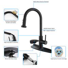 Load image into Gallery viewer, 3 In 1 Kitchen Faucet With Press Type Glass Rinser, High Arc Pull Down Sprayer