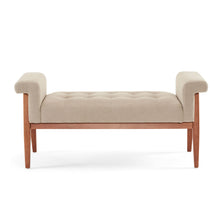 Load image into Gallery viewer, Elegant Tufted Ottoman - Beige / Brown