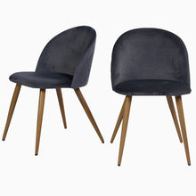 Load image into Gallery viewer, Upholstered Velvet Dining Side Chairs (Set of 2) - Charcoal / Brown