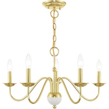 Load image into Gallery viewer, 13" Five Light Dimmable Chandelier With Shades - Brass