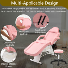 Load image into Gallery viewer, Massage Salon Tattoo Chair With Two Trays Esthetician Bed With Hydraulic Stool, Multi-Purpose 3-Section Facial Bed Table, Adjustable Beauty Barber Spa Beauty Equipment