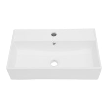 Load image into Gallery viewer, Modern Ceramic Rectangular Wall Mounted Bathroom Sink With Faucet Hole & Overflow
