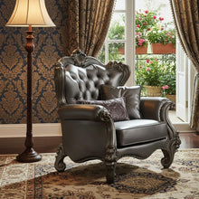 Load image into Gallery viewer, Faux Leather Tufted Wingback Chair - Silver And Platinum