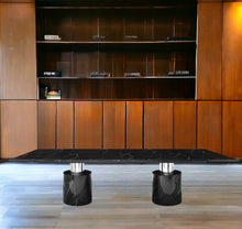 Load image into Gallery viewer, 120" Marble Double Pedestal Base Dining Table - Black