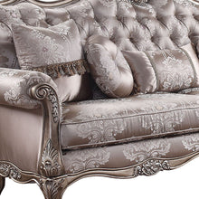 Load image into Gallery viewer, Imitation Silk Damask Sofa And Toss Pillows With Champagne Legs - Dark Gray