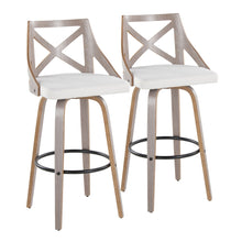 Load image into Gallery viewer, Charlotte - Farmhouse Fixed Height Barstool With Swivel & Round Footrest (Set of 2) - Light Gray / Cream
