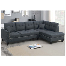 Load image into Gallery viewer, 2 Piece Sectional Set With Nailhead Trim, Sofa And Matching Accent Pillows - Charcoal