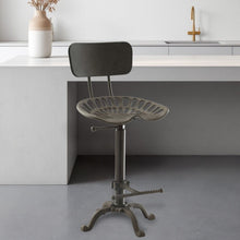 Load image into Gallery viewer, Industrial Backless Adjustable Height Bar Chair With Footrest 47" - Dark Gray