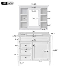 Load image into Gallery viewer, Bathroom Vanity With Mirror Cabinet, Single Sink With 2 Soft Closing Doors And 4 Drawers