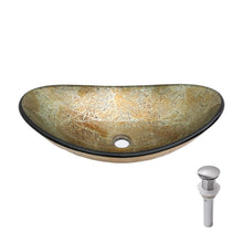 Load image into Gallery viewer, Tempered Glass Vessel Sink With Boat Shape Pop-Up Drain
