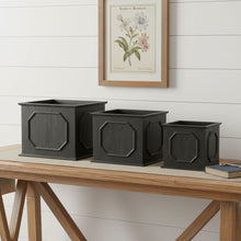 Load image into Gallery viewer, Geometric Rectangular Planter Boxes (Set of 3) - Black