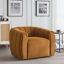 Load image into Gallery viewer, Serenizia - Upholstered Velvet Swivel Chair With Channel Tufted
