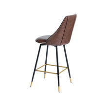 Load image into Gallery viewer, 26" Faux Leather And Metal Counter Height Swivel Bar Chairs (Set of 2) - Brown / Black / Gold