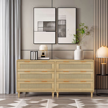 Load image into Gallery viewer, 3 Drawers Rattan Storage Cabinet Rattan Drawer, For Bedroom, Living Room, Dining Room, Hallways (Set of 2) - Oak