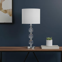 Load image into Gallery viewer, 21" Bedside Table Lamp With White Drum Shade - Silver