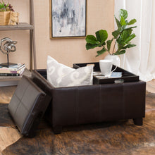 Load image into Gallery viewer, Contemporary Ottoman With Storage And Tray Tops - Brown
