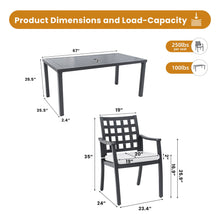 Load image into Gallery viewer, 5 Pieces Outdoor Patio Dining Set, Rectangular Table And 4 Stationary Dining Chairs - Ember Black