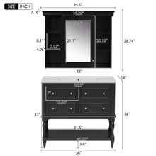 Load image into Gallery viewer, Bathroom Vanity With Medicine Cabinet, Storage Cabinet With 4 Drawers, Adjustable Shelf Mirror