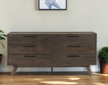 Load image into Gallery viewer, Six Drawer Wooden Double Dresser - Dark Brown
