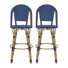 Load image into Gallery viewer, Outdoor Rattan And Aluminum French Barstools (Set of 2)