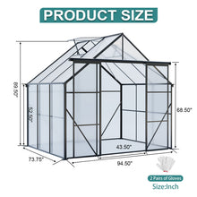 Load image into Gallery viewer, Double Door Polycarbonate house Raised Base And Anchor Aluminum Heavy Duty Walk In houses For Outdoor Backyard In All Season