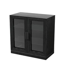 Load image into Gallery viewer, 31" Glass Door Accent Cabinet With Three Shelves - Black And Clear