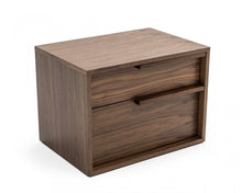Load image into Gallery viewer, Modern Nightstand With Two Drawers - Light Brown Walnut