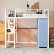 Load image into Gallery viewer, Loft Bed With Desk, Shelves, Power Outlet, LED Light And Wardrobe