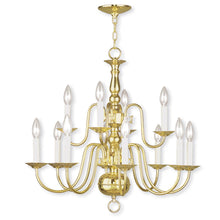 Load image into Gallery viewer, 23" Twelve Light Dimmable Chandelier With Shades - Brass