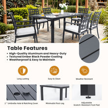 Load image into Gallery viewer, Modern Classic Outdoor Patio Dining Set, Rectangular Table & Dining Chairs, Rust Free, Weather Resistant