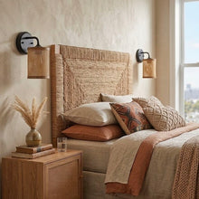 Load image into Gallery viewer, Reef - Single Lights Wall Sconce With Natural Shade Rustic Wicker Wall Light - Black / Rattan