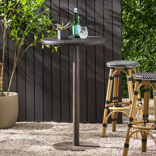 Load image into Gallery viewer, Outdoor Round Rattan Bar Table With Iron Frame - Multi Brown
