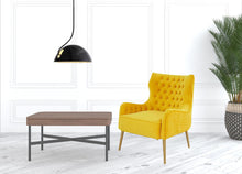 Load image into Gallery viewer, Gold Solid Color Arm Chair - Yellow Velvet And