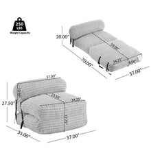 Load image into Gallery viewer, Latina - Indoor Foldbable Bean Bag Lounge Chair - Light Gray