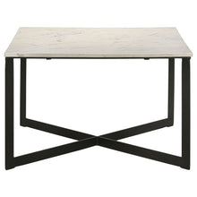 Load image into Gallery viewer, Volz - Square Coffee Table With Crisscross Base - White Marble