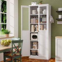 Load image into Gallery viewer, Tall Metal Kitchen Pantry Cabinet With Adjustable Shelves And Silent Magnetic Doors - White