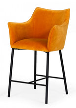 Load image into Gallery viewer, Iron Low Back Counter Height Bar Chair - Yellow And Black