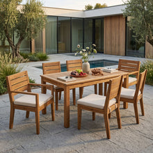 Load image into Gallery viewer, Outdoor 6 Seater Expandable Dining Set With Cushions - Sandblasted Natural / Beige