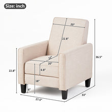 Load image into Gallery viewer, Upholstered Push Back Recliner Chair For Living Room