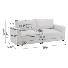 Load image into Gallery viewer, Modern Square Arm Sofa With Soft Fabric Upholstery, Deep Cushions