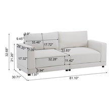 Load image into Gallery viewer, Modern Square Arm Sofa With Soft Fabric Upholstery, Deep Cushions
