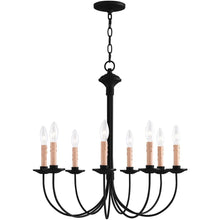 Load image into Gallery viewer, 24" Eight Light Dimmable Chandelier With Shades - Black