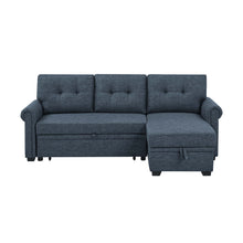 Load image into Gallery viewer, Blend Upholstered Sleeper Sofa With Reversible Chaise And Tufted Back - Dark Blue