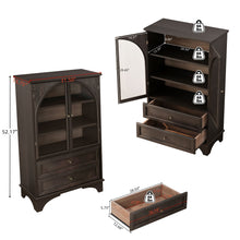 Load image into Gallery viewer, Glass Door Display Case With 2 Drawers And Adjustable Shelf