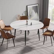 Load image into Gallery viewer, Modern Man-Made Stone Round Metal Dining Table-Position For 6 People