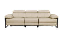 Load image into Gallery viewer, Top Grain Leather Reclining Metal USB Sofa (720335) - Beige