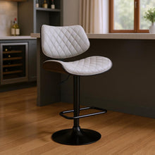 Load image into Gallery viewer, 45" Faux Leather Swivel Low Back Adjustable Height Bar Chair - Gray / Black